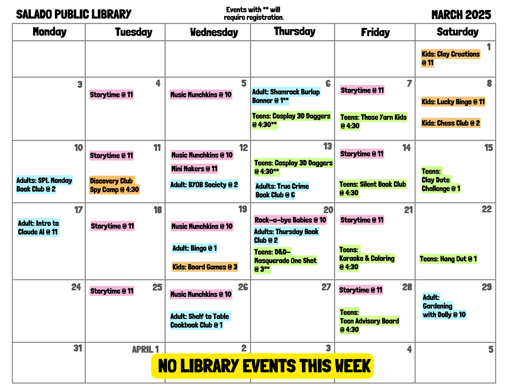 Library Events Salado Public Library